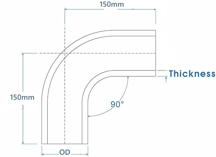 ZAP Performance Aluminum Pipe Tube Intercooler Hose 90 Degree 89mm(3.5""), 6061 Aluminu Air Intake Tube, Length 11.8"" (300mm), Thickness 2mm Silver Aluminum Alloy Exhaust Pipe - Image 4